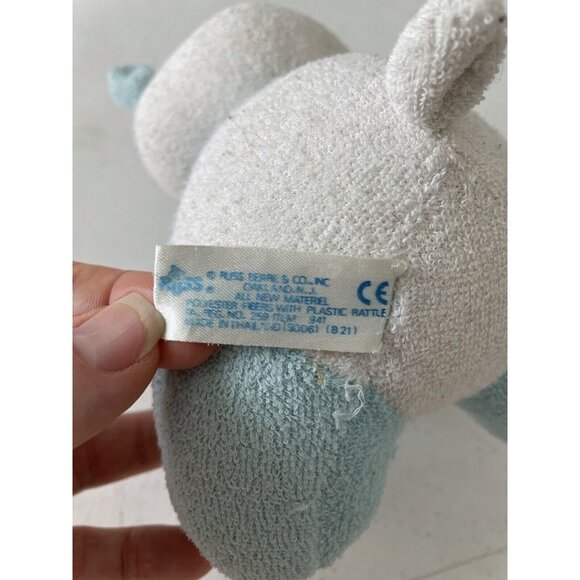 Vintage Russ Berrie Lil Tubbies Blue Teddy Bear Plush Baby Rattle Pink Checkered - Picture 6 of 8